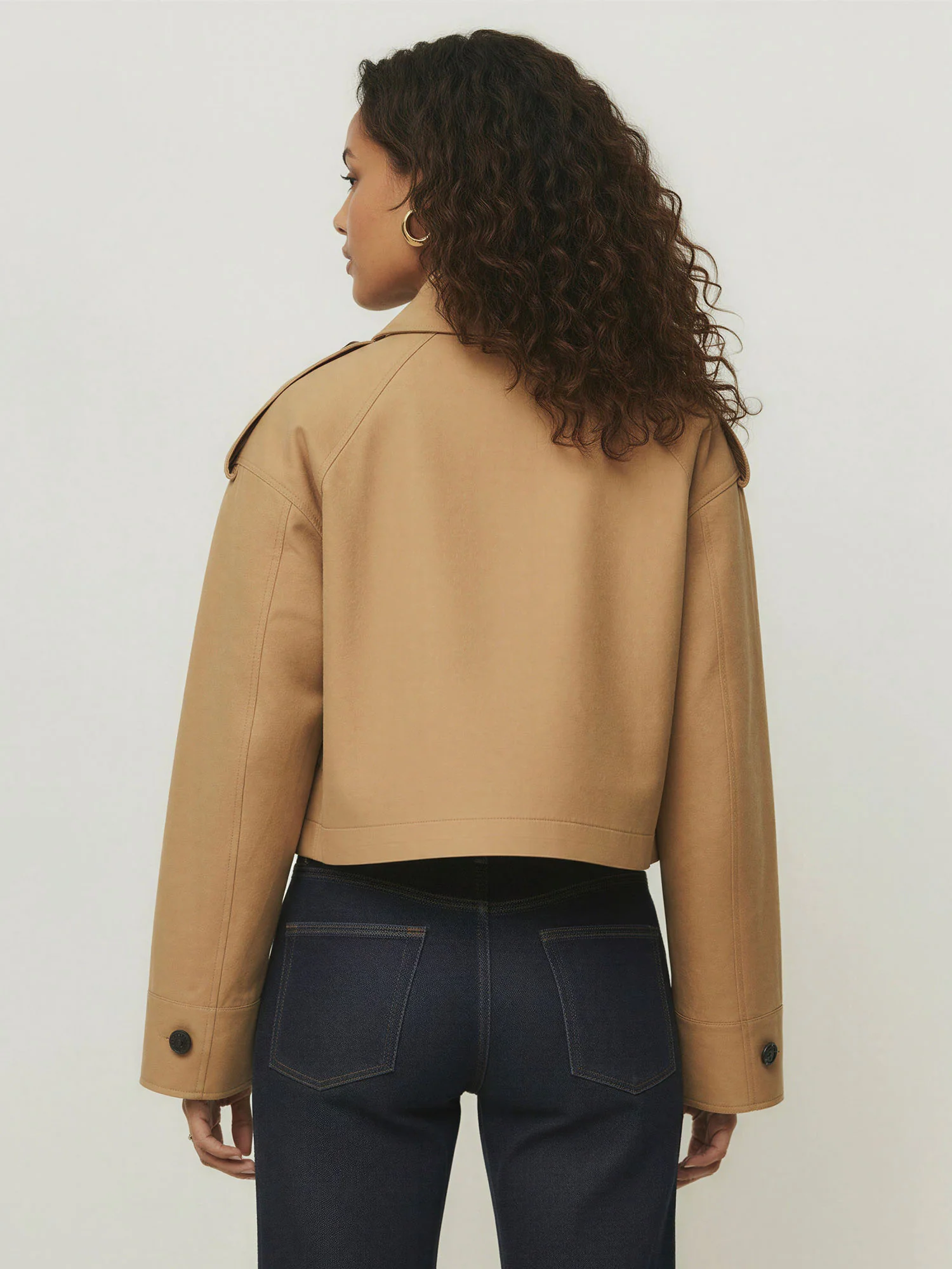 Cropped Double Button Trench Coat - Image 5