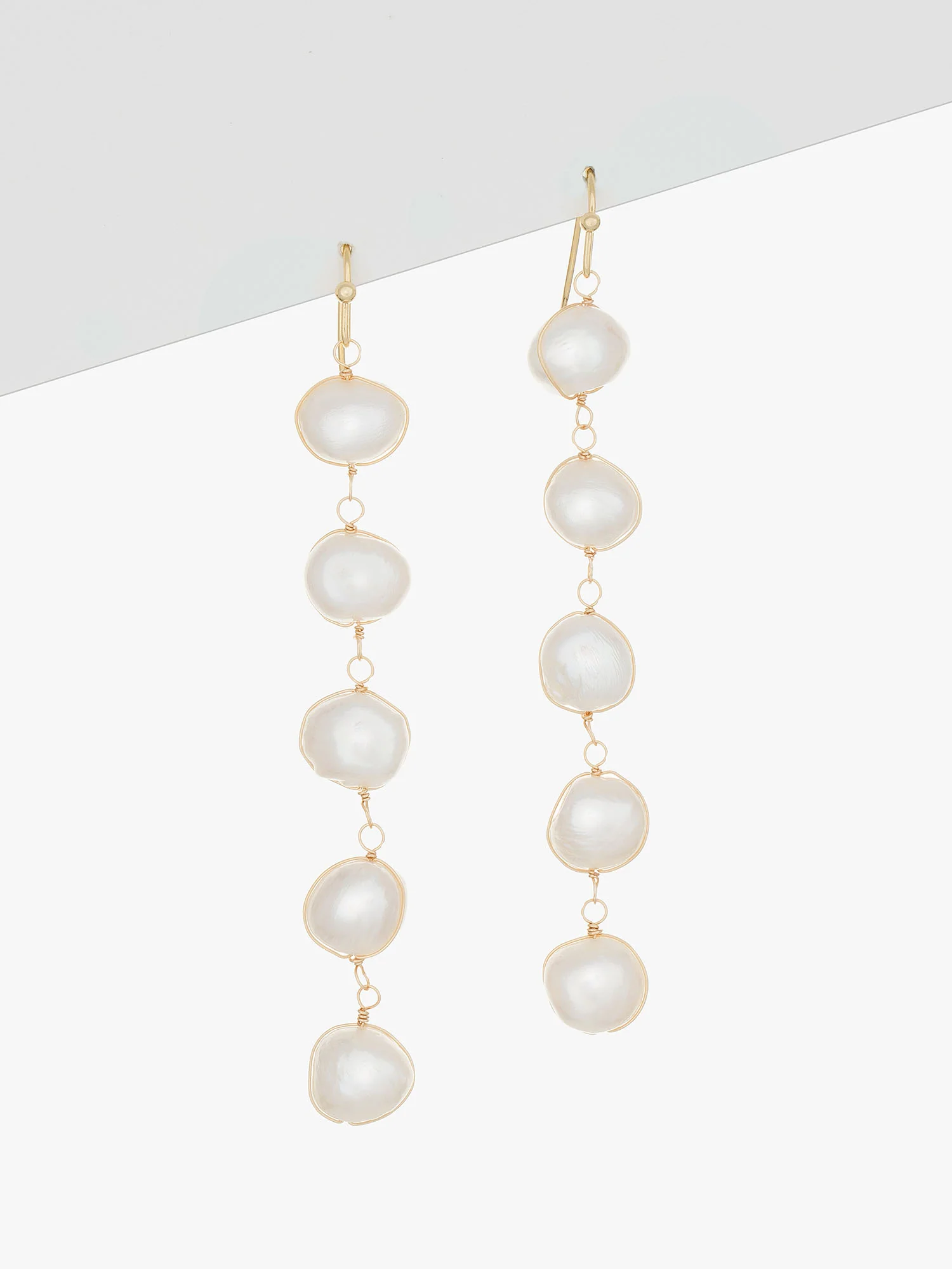 Freshwater Pearl Linear Drop Earrings - Image 3