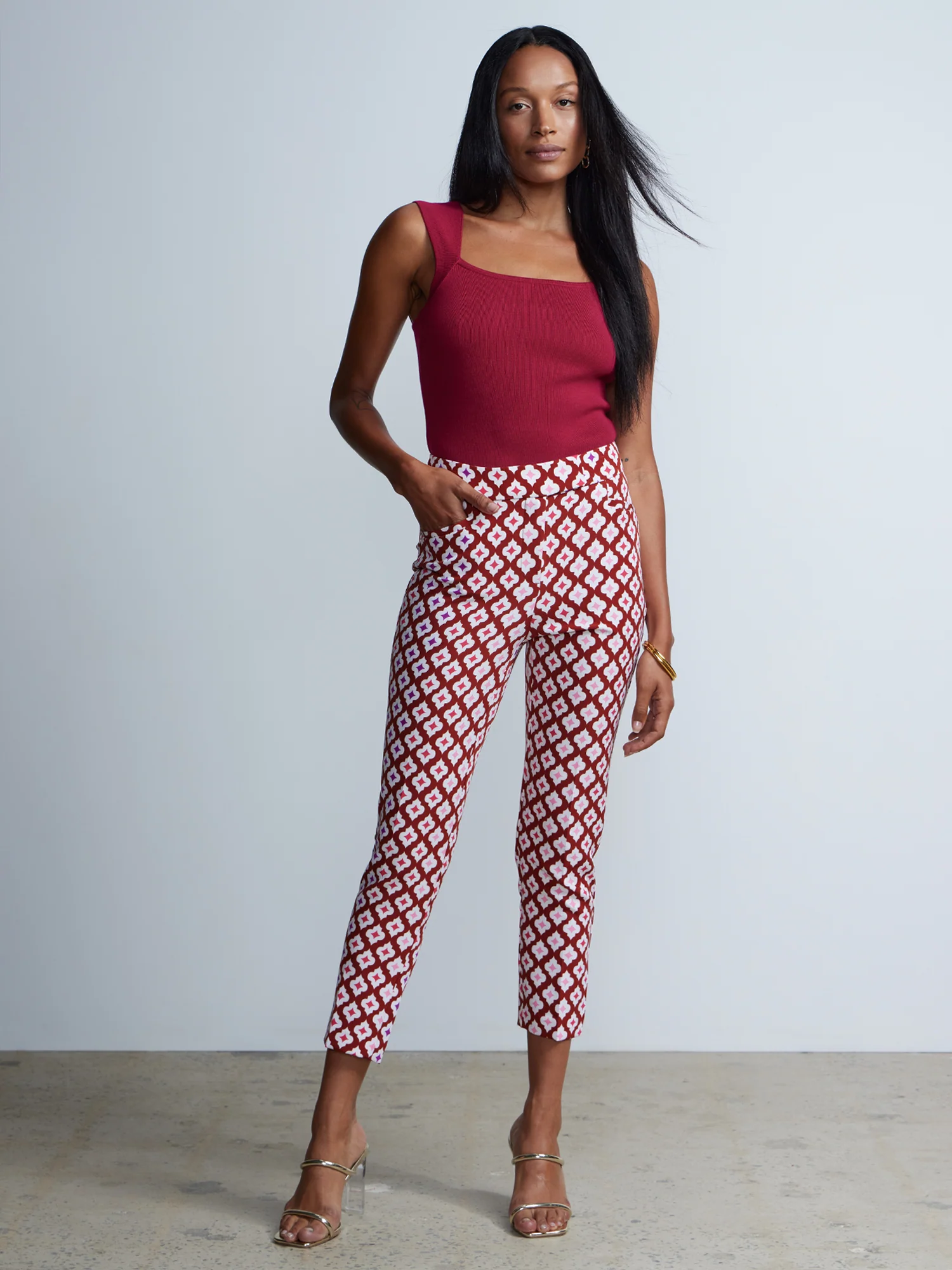 High Rise Printed Tapered Pants - Image 4