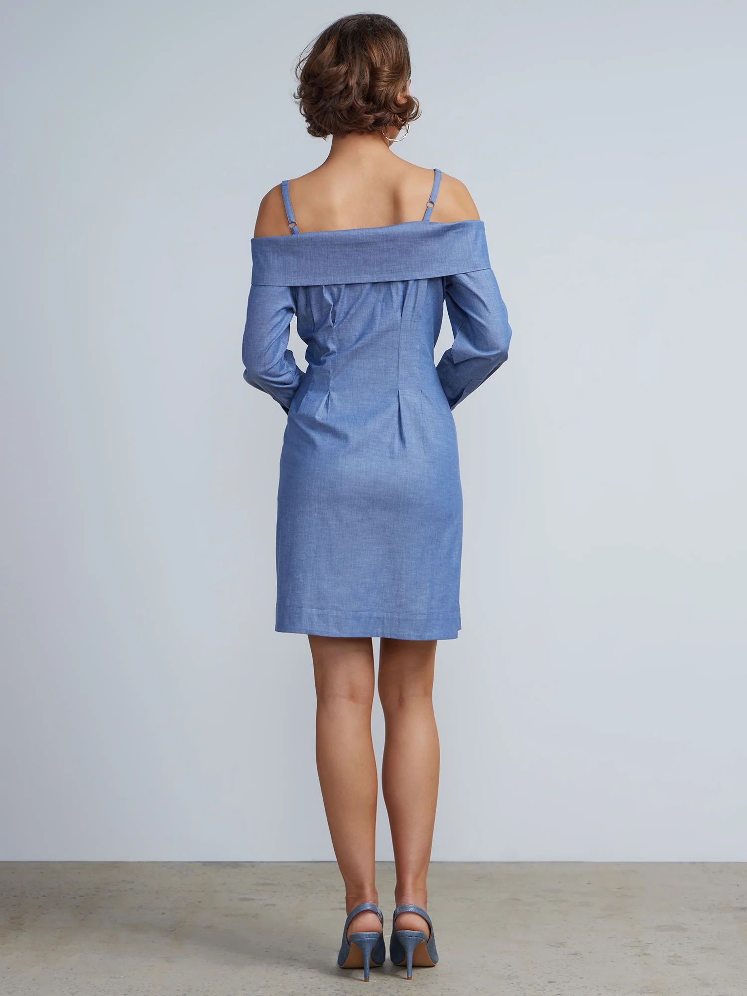 Long Sleeve Chambray Shirt Dress - Image 3