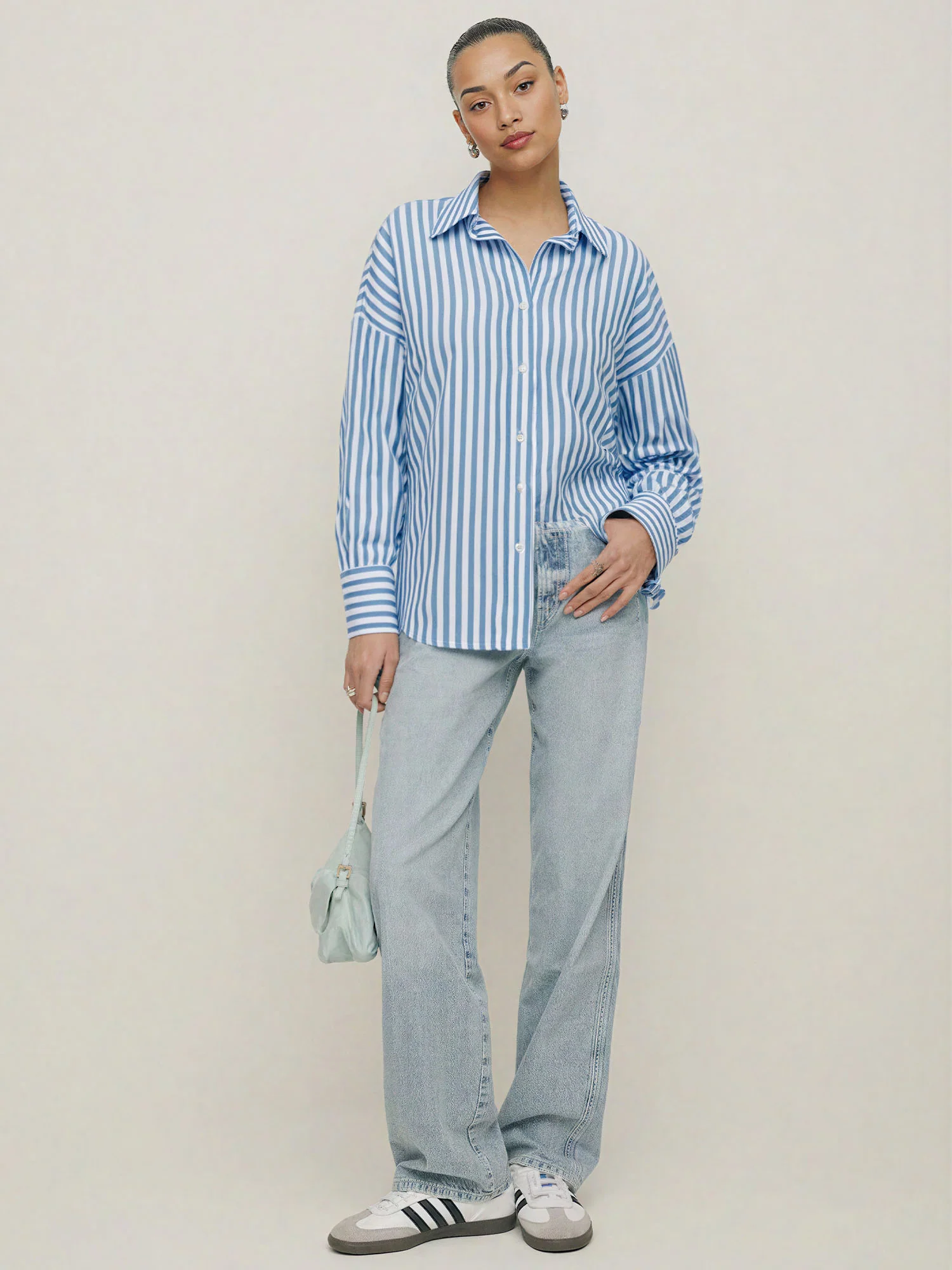 Stretch Cotton Striped Button Down Shirt - Image 10