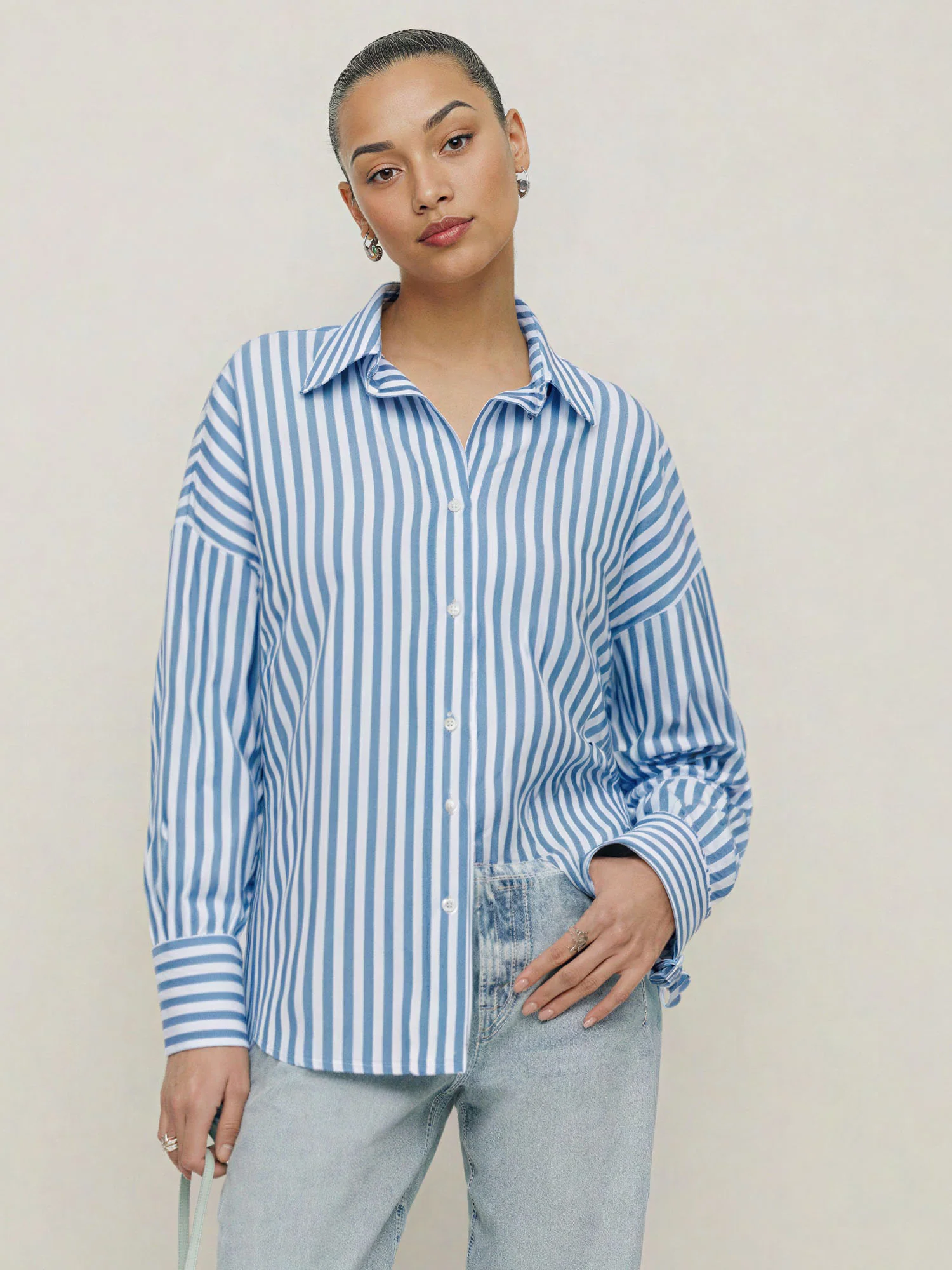 Stretch Cotton Striped Button Down Shirt - Image 9