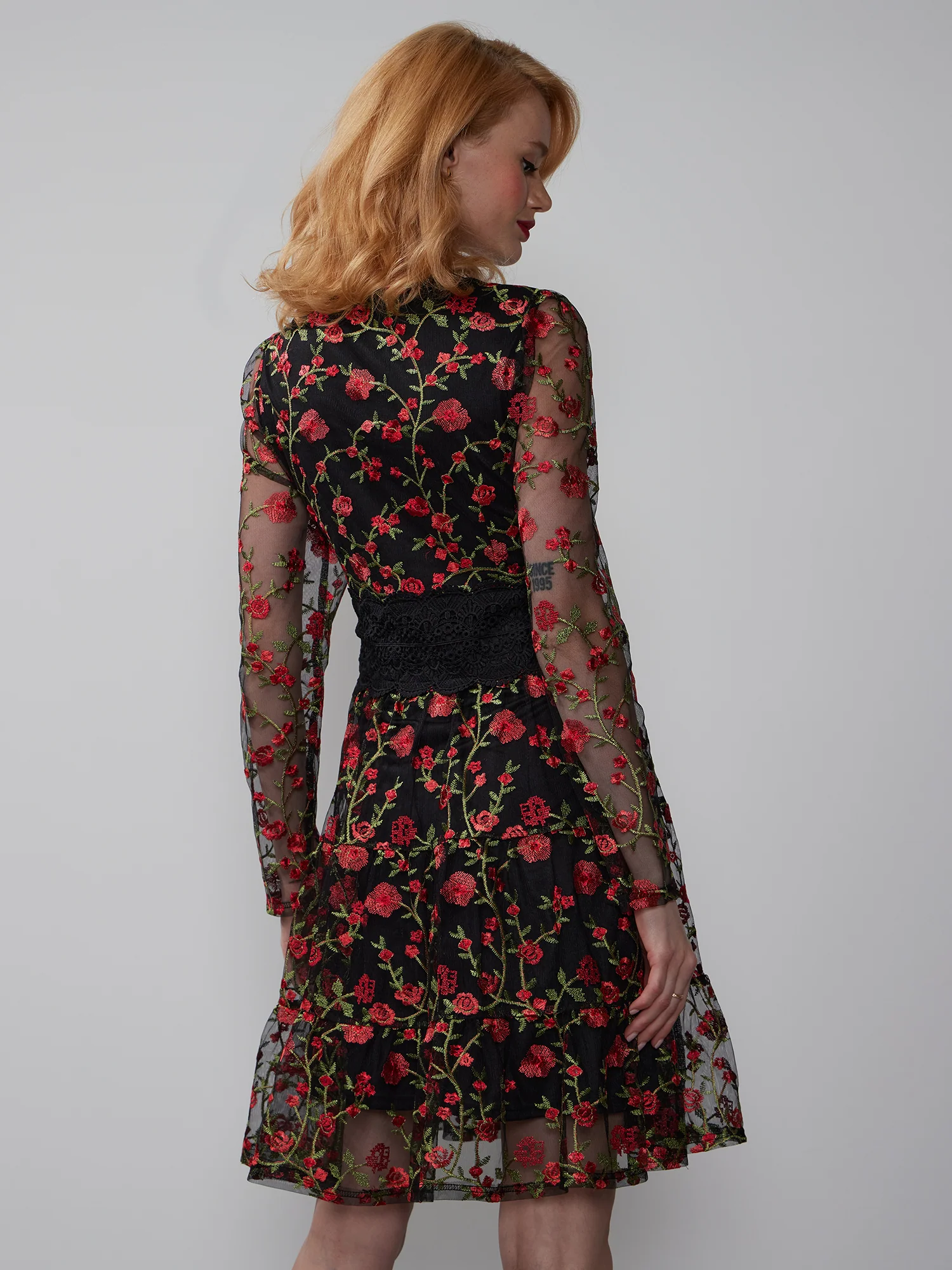 Mesh Embroidered Tiered Dress - Image 3