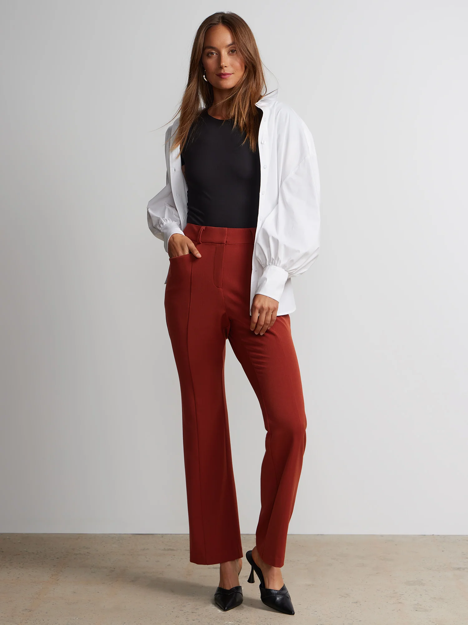 Petite Seamed Slim Bootcut Pants - Image 13