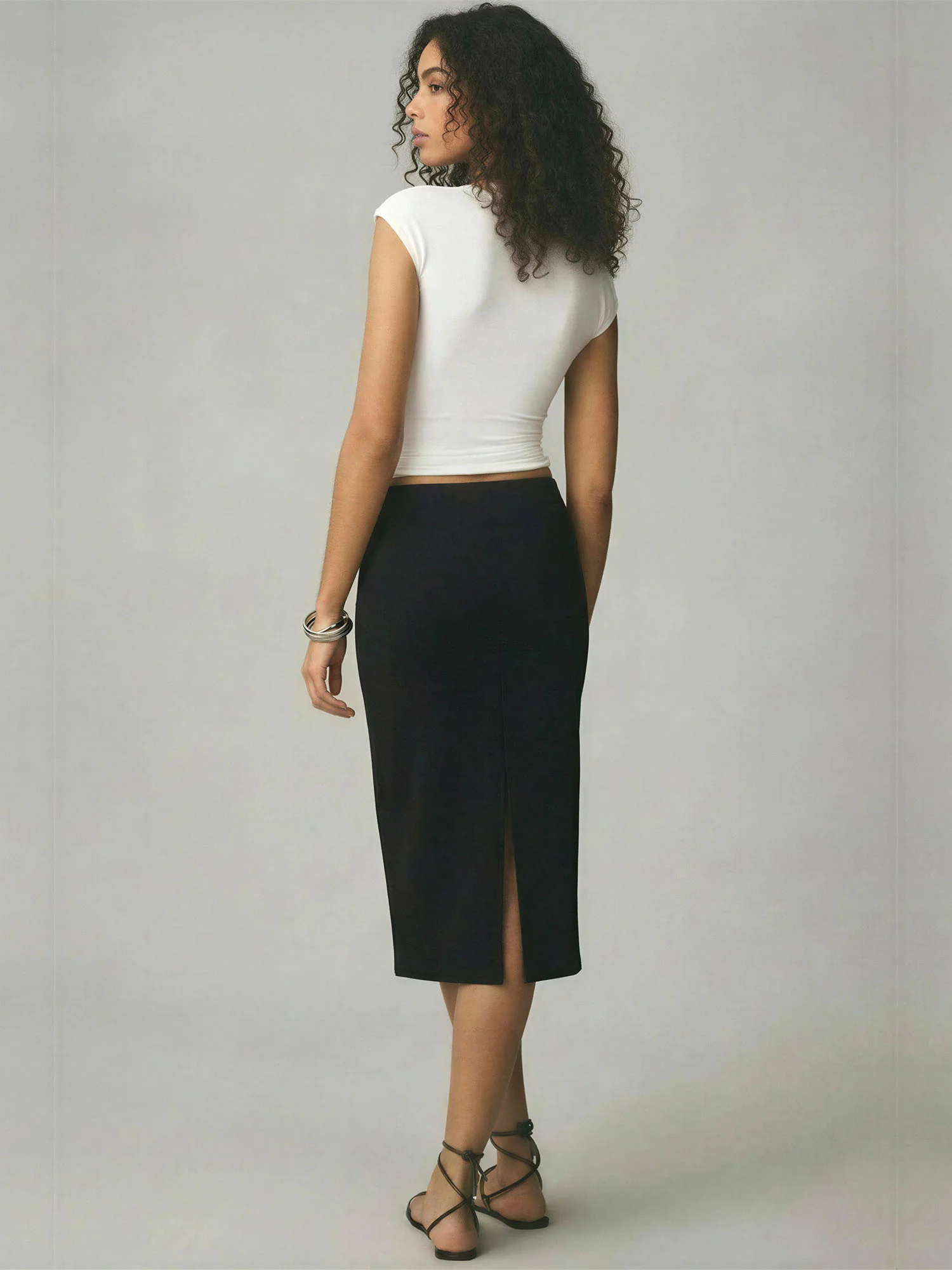 Pull On Pencil Midi Skirt - Image 3