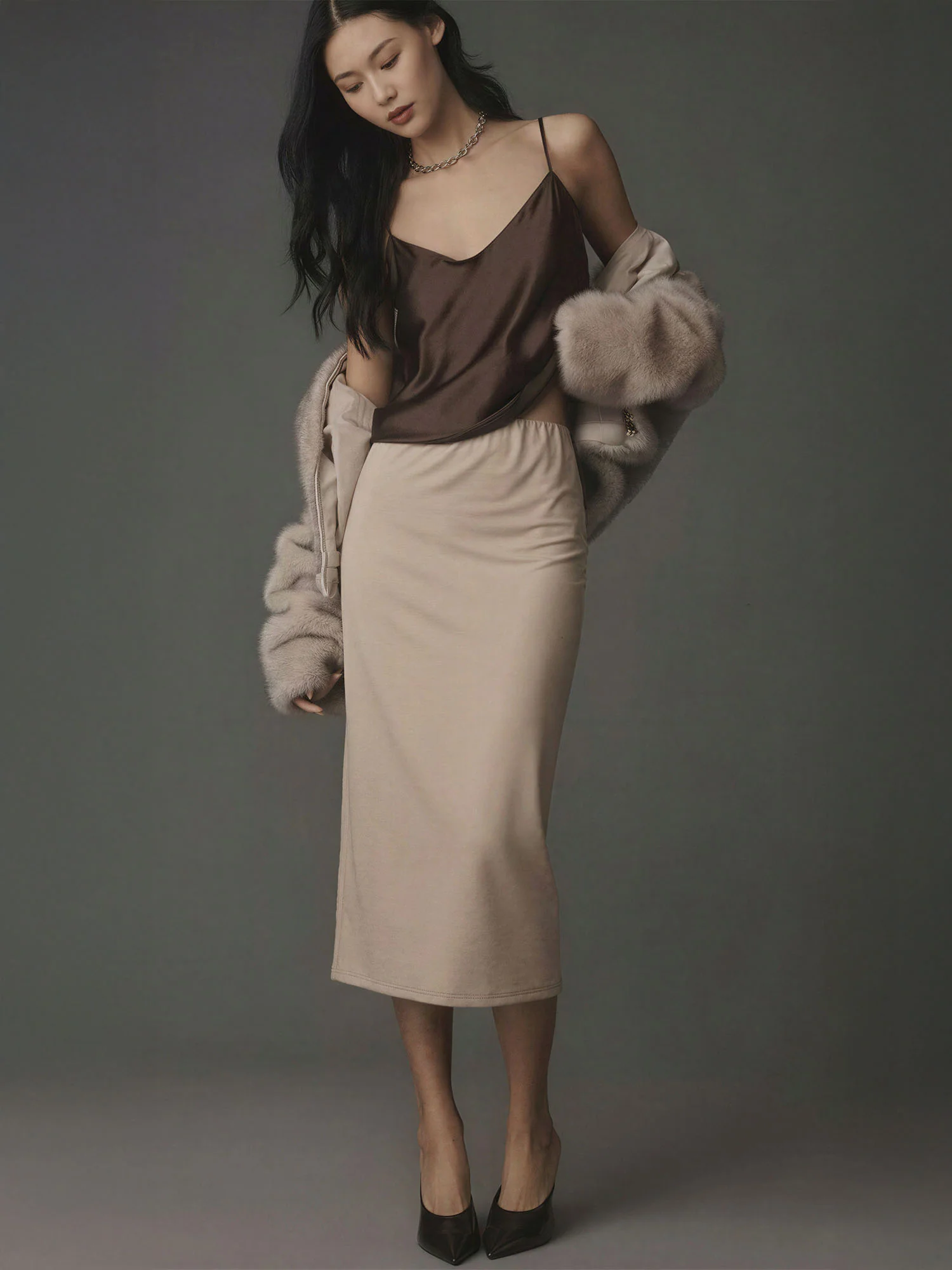 Pull On Pencil Midi Skirt - Image 4