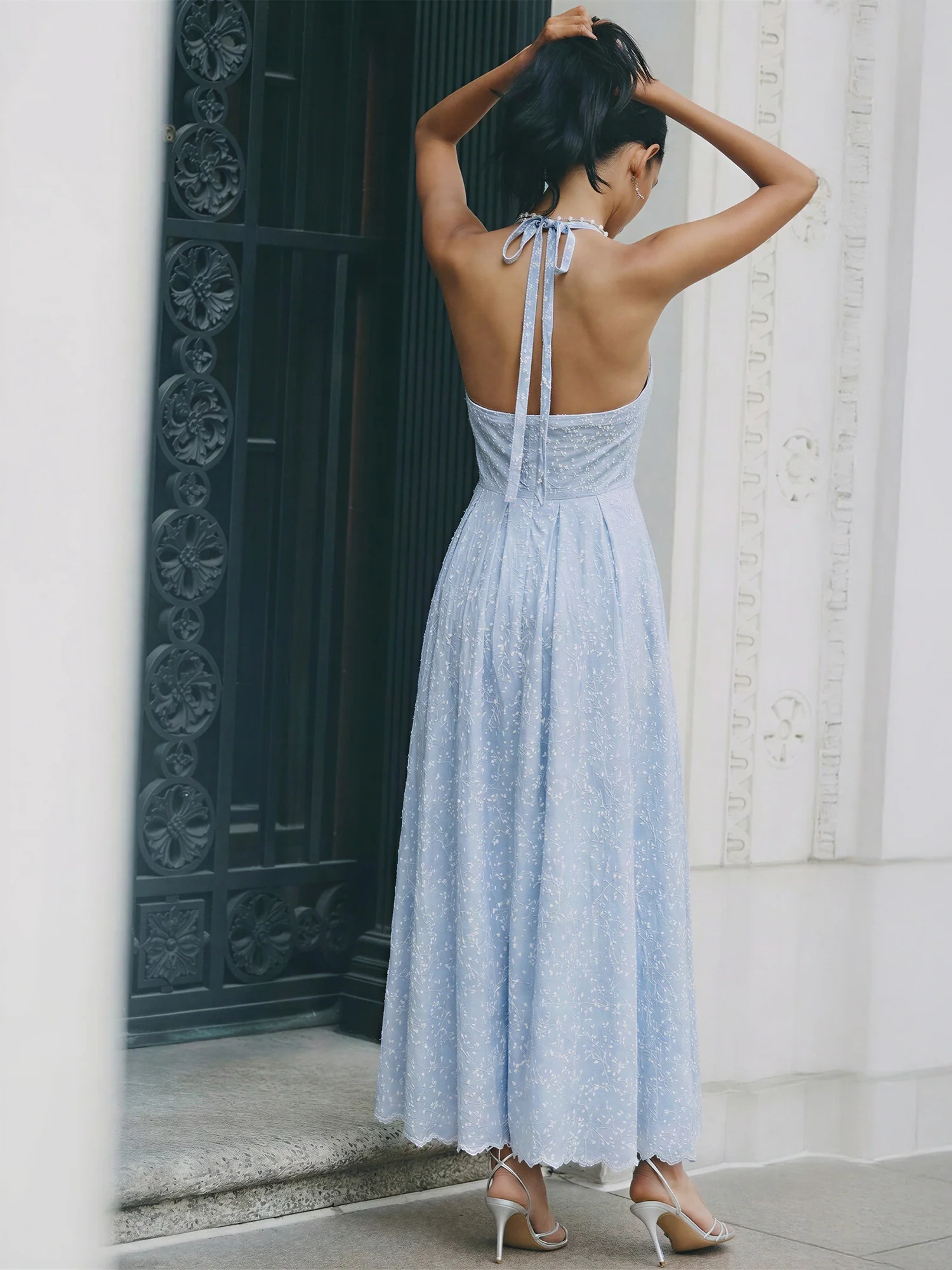 Halter Pleated Midi Dress - Image 4
