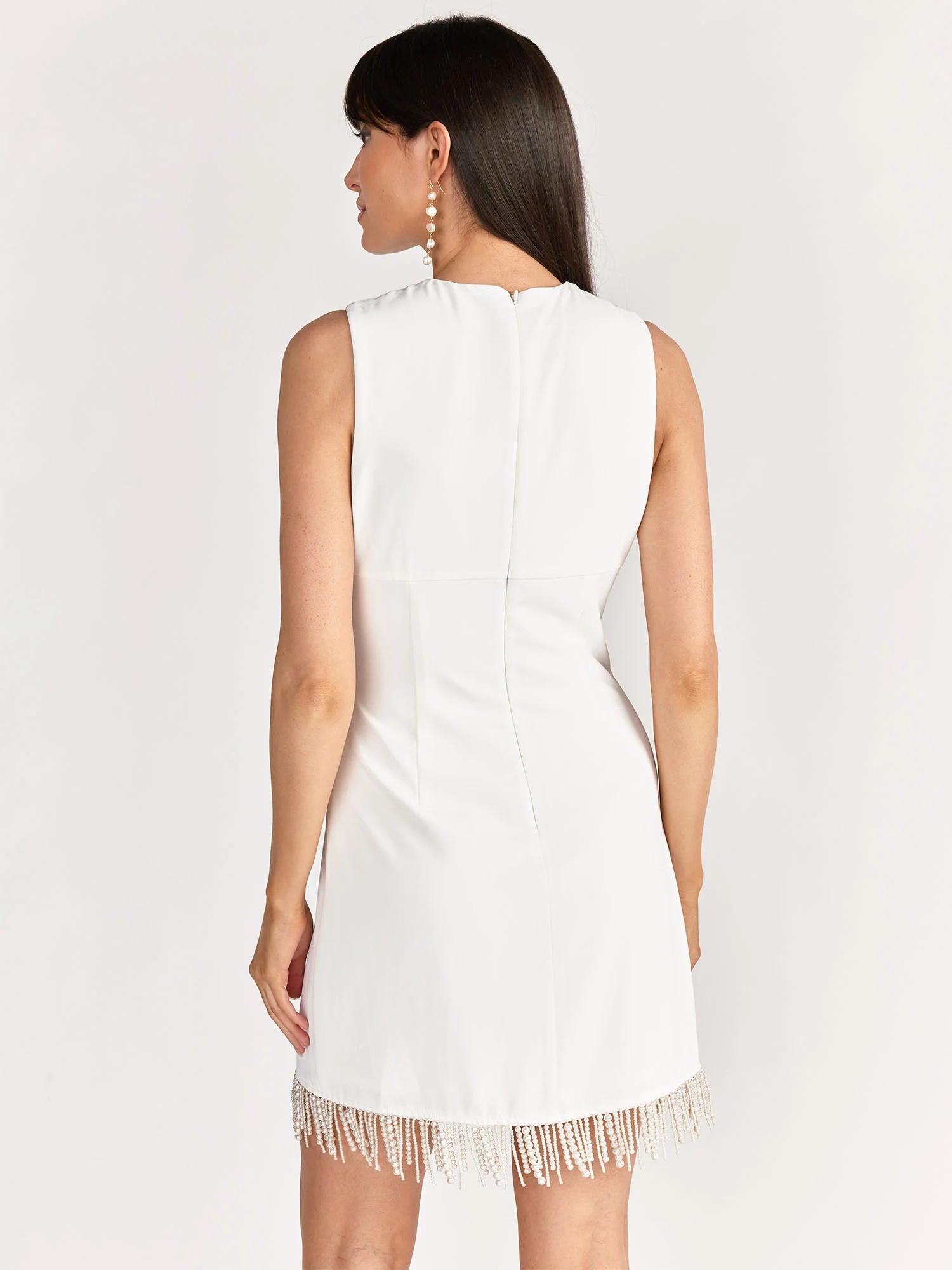 Lena Sleeveless Crew Neck Pearl Trim Dress - Brands We Love - Image 4