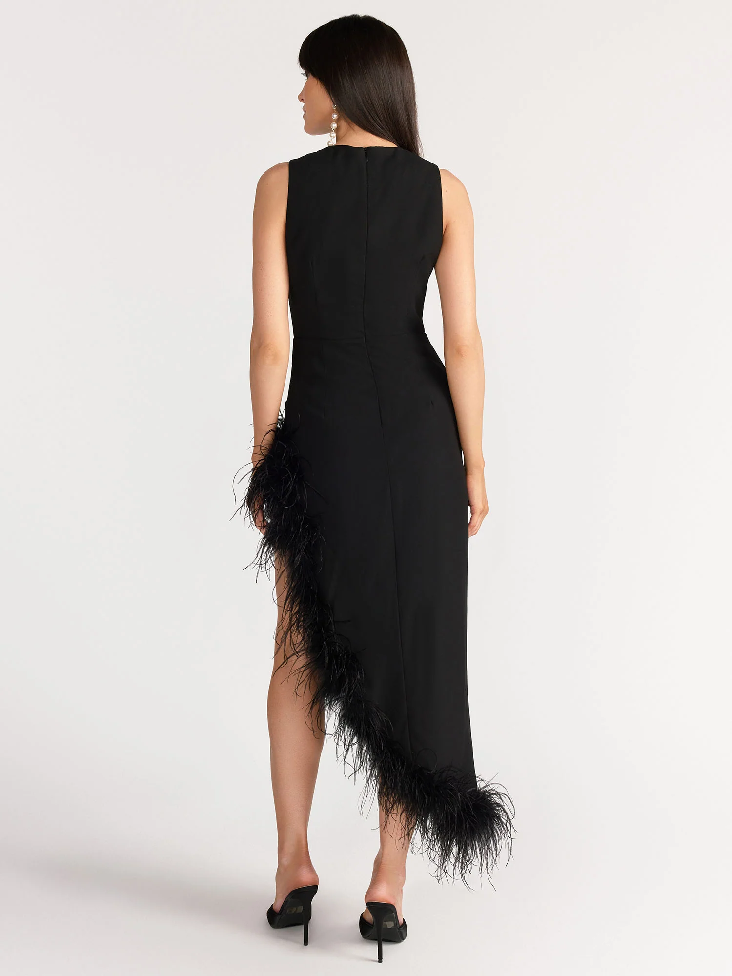 Lena Sleeveless Crew Neck Feather Hem Dress - Brands We Love - Image 4