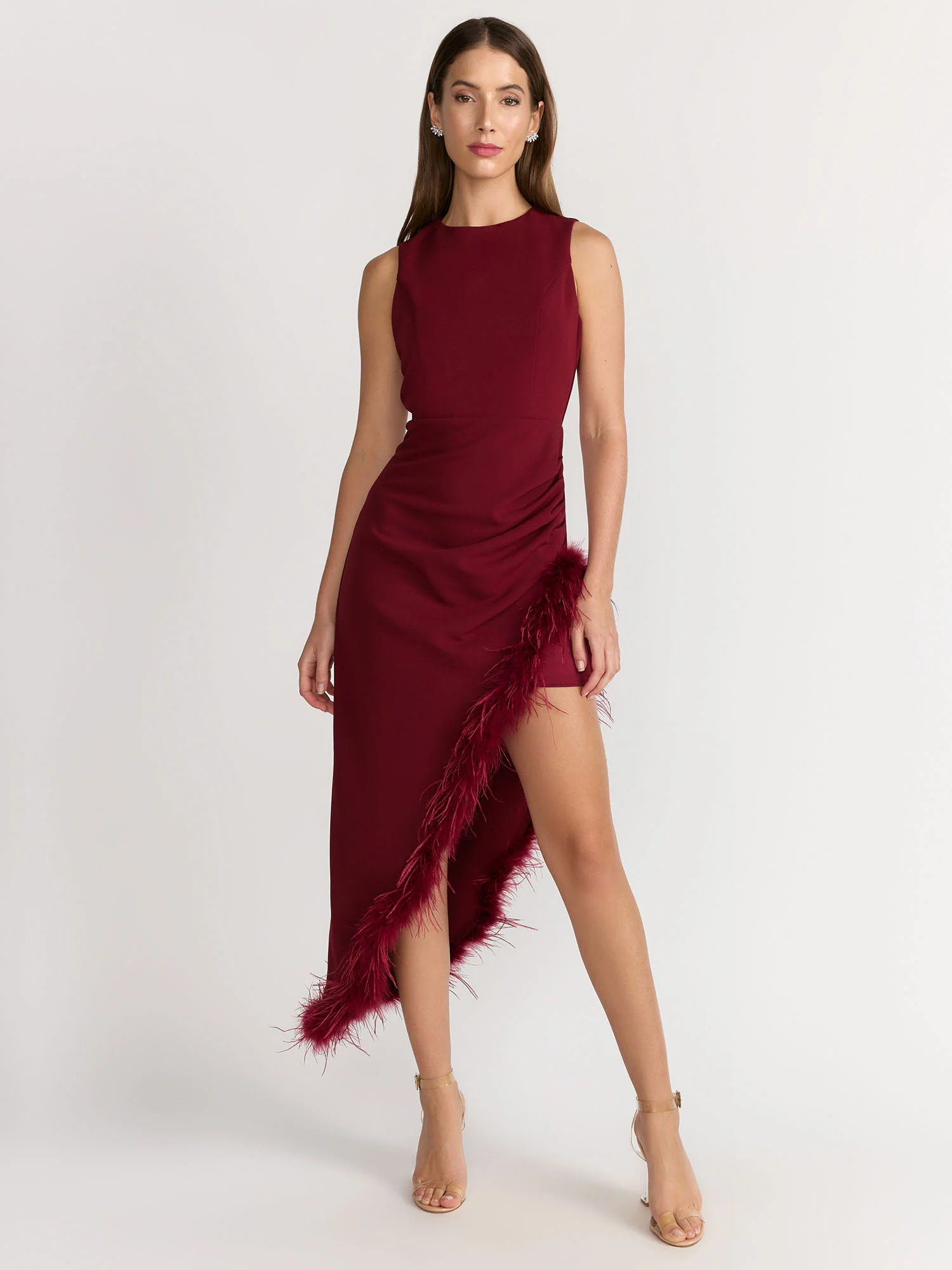 Lena Sleeveless Crew Neck Feather Hem Dress - Brands We Love - Image 6