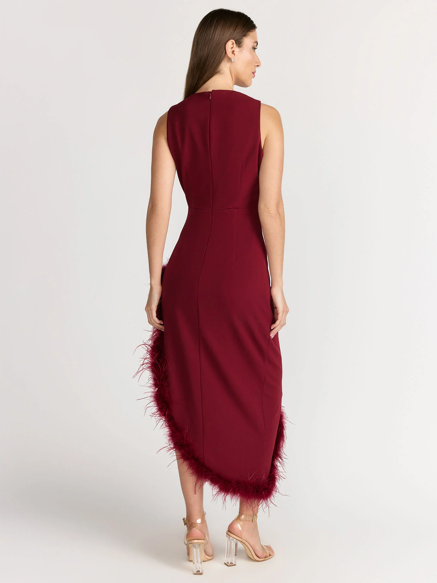 Lena Sleeveless Crew Neck Feather Hem Dress - Brands We Love - Image 8