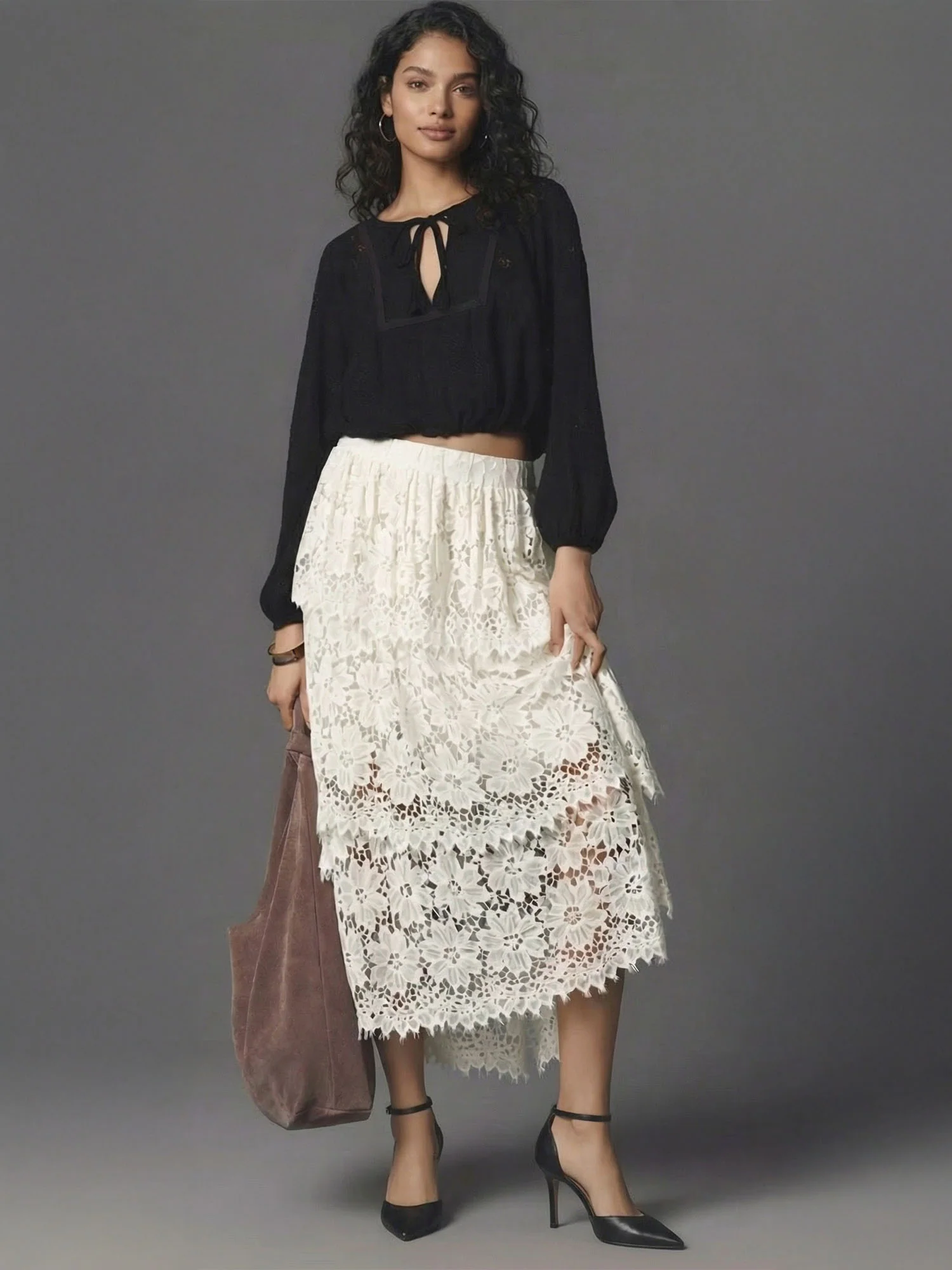 Tiered Lace Maxi Skirt - Image 9